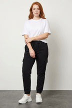 Plus Size Elastic Waist and Cuffed Pocketed Cargo Jogger Pants
