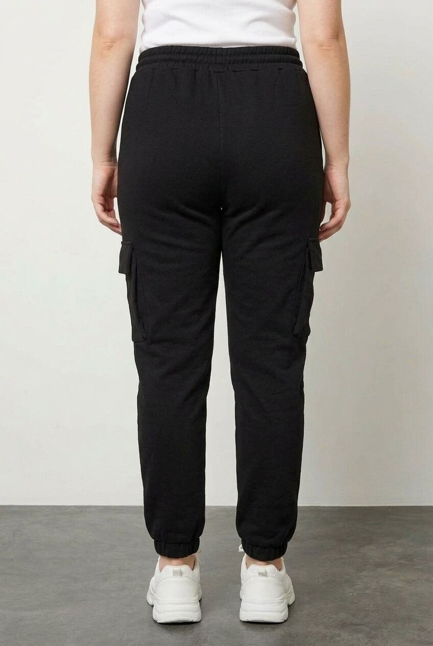 Plus Size Elastic Waist and Cuffed Pocketed Cargo Jogger Pants