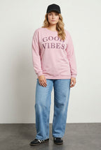 Plus Size Text Print Crew Neck Sweatshirt