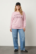 Plus Size Text Print Crew Neck Sweatshirt