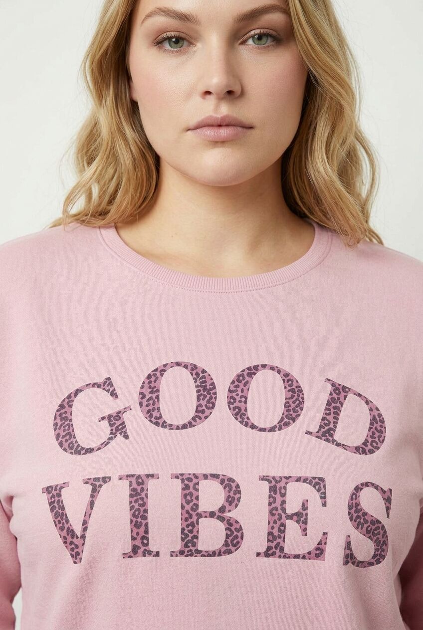 Plus Size Text Print Crew Neck Sweatshirt