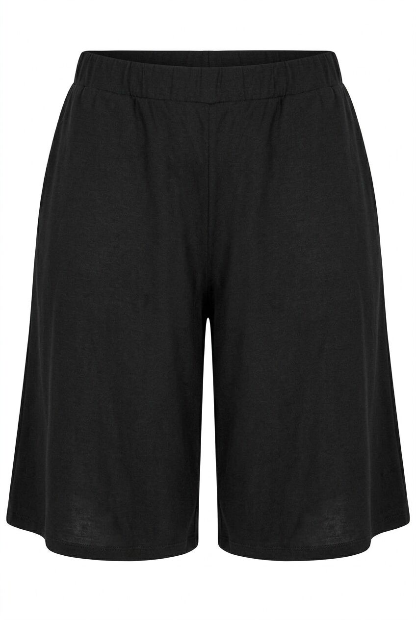 Plus Size Elastic Waist Pocketed Short Cut Wide Leg Shorts