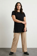 Plus Size Short Sleeve Crew Neck Side Slit Basic T-shirt