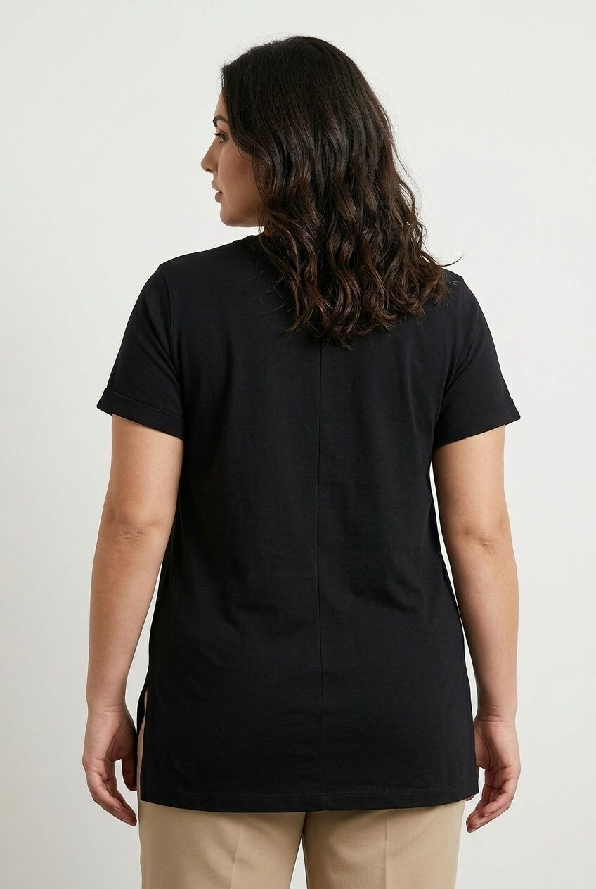 Plus Size Short Sleeve Crew Neck Side Slit Basic T-shirt