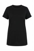 Plus Size Short Sleeve Crew Neck Side Slit Basic T-shirt