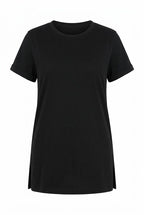 Plus Size Short Sleeve Crew Neck Side Slit Basic T-shirt