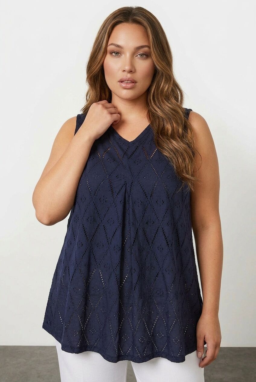 Plus Size V-Neck Lace Detailed Unlined Short Sleeve Blouse
