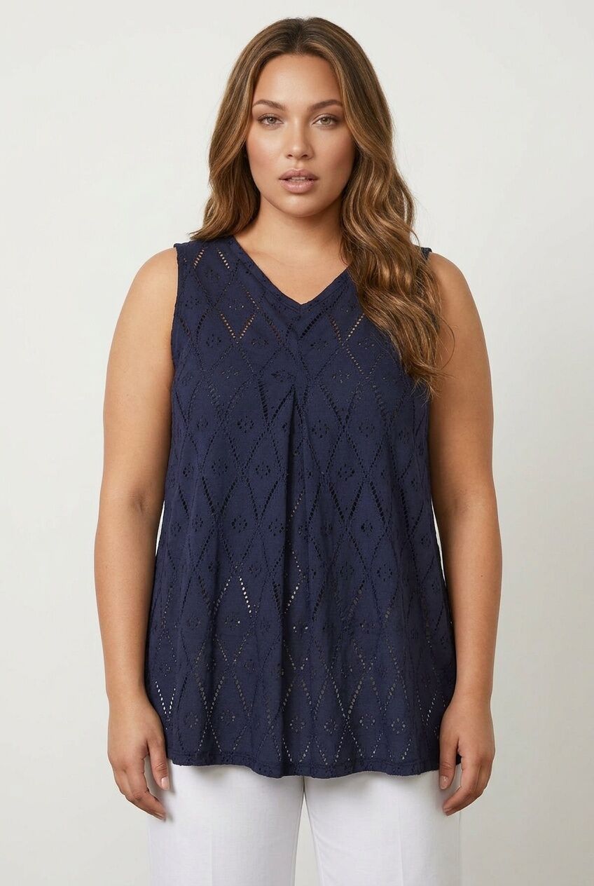 Plus Size V-Neck Lace Detailed Unlined Short Sleeve Blouse