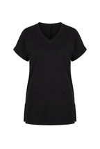 Plus Size Short Sleeve V-Neck Side Slit Basic T-shirt