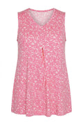 Plus Size Sleeveless V-Neck Patterned Stretchy Blouse