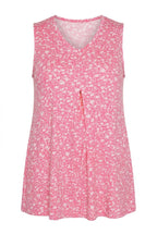 Plus Size Sleeveless V-Neck Patterned Stretchy Blouse