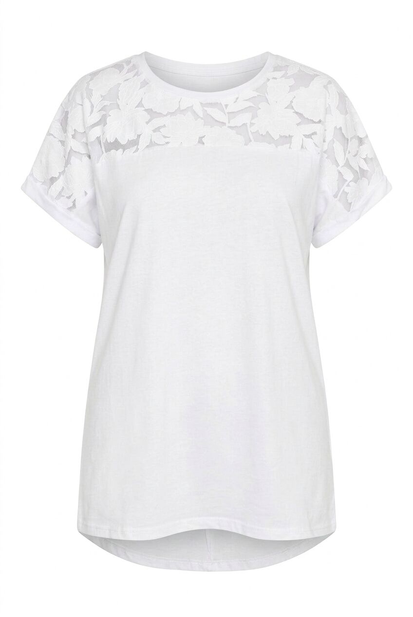 Floral Mesh Panel T-shirt