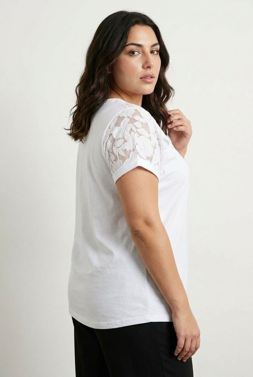Floral Mesh Panel T-shirt