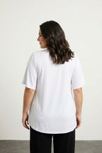 Plus Size V-Neck Plain Asymmetrical Cut Stretchy Blouse