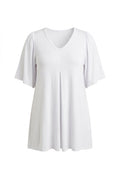 Plus Size V-Neck Plain Asymmetrical Cut Stretchy Blouse