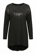 Plus Size Crew Neck Long Sleeve Sequin Embellished Blouse