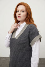 Plus Size V-Neck Short Sleeve Knit Sweater
