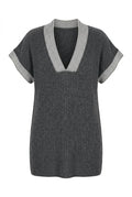 Plus Size V-Neck Short Sleeve Knit Sweater