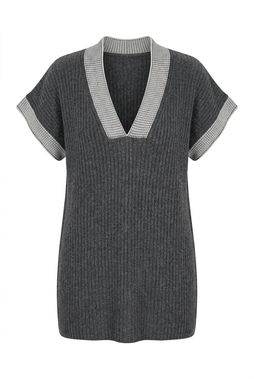 Plus Size V-Neck Short Sleeve Knit Sweater