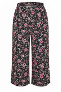Plus Size Patterned Loose Fit Pocketed Stretchy Capri Pants