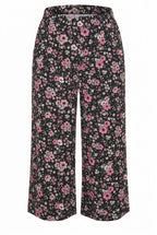 Plus Size Patterned Loose Fit Pocketed Stretchy Capri Pants