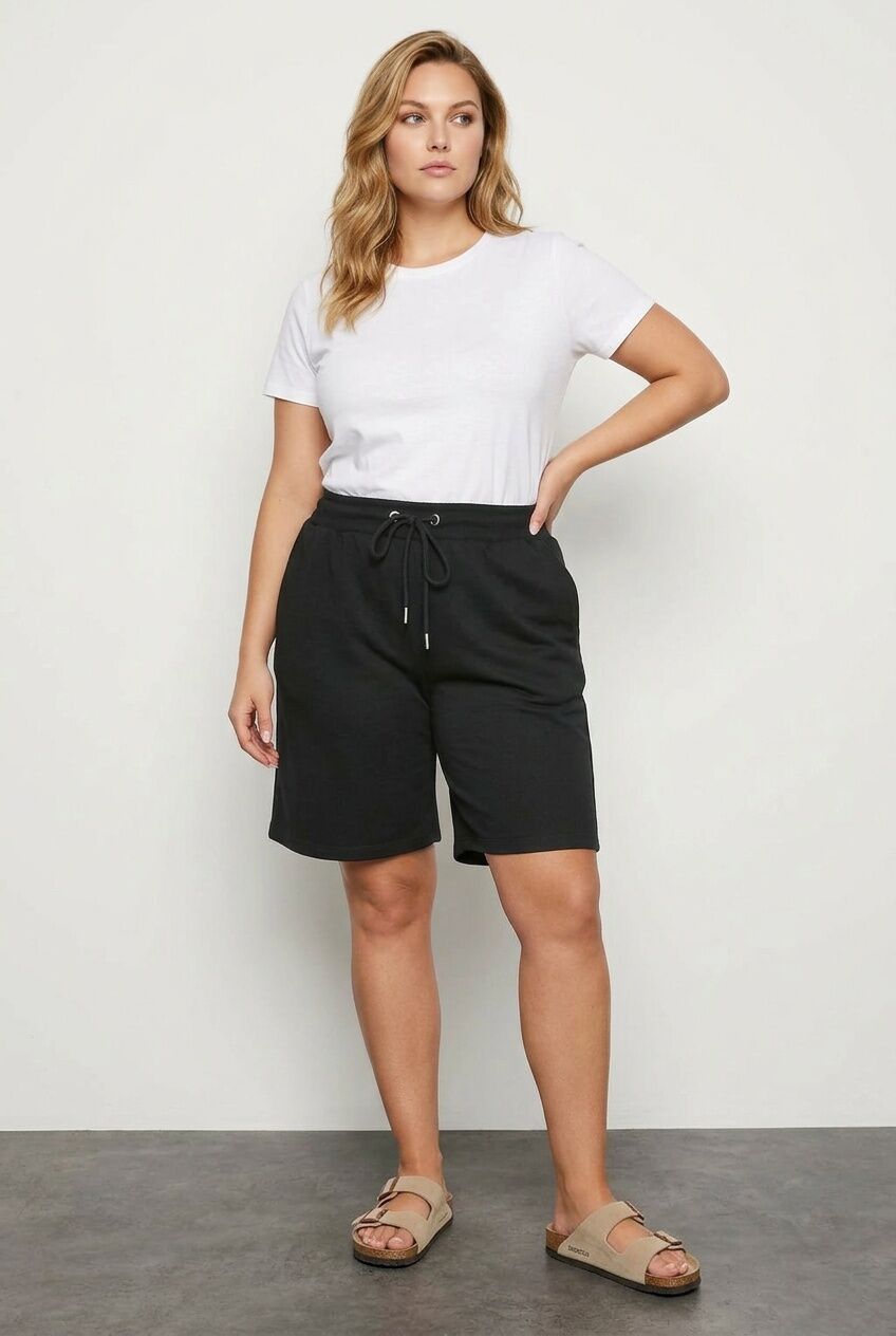 Plus Size Pocketed Drawstring Waist Loose Fit Jogger Shorts