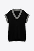 Plus Size V-Neck Short Sleeve Knit Sweater