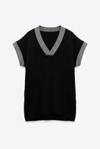 Plus Size V-Neck Short Sleeve Knit Sweater
