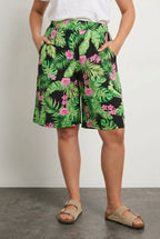 Plus Size Elastic Waist Patterned Loose Fit Stretchy Shorts