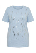 Plus Size Crew Neck Sequin Embellished Short Sleeve T-shirt