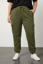 Plus Size Cargo Jogger Pants with Elasticated Hem and Pocket Detail