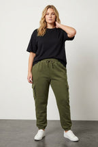 Plus Size Cargo Jogger Pants with Elasticated Hem and Pocket Detail