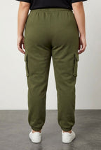 Plus Size Cargo Jogger Pants with Elasticated Hem and Pocket Detail