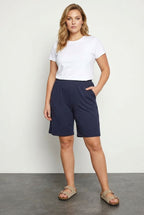 Plus Size Loose Fit Pocketed Elastic Waist Short Shorts