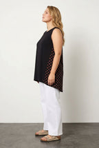 Plus Size Polka Dot Back Asymmetrical Cut Sleeveless Blouse