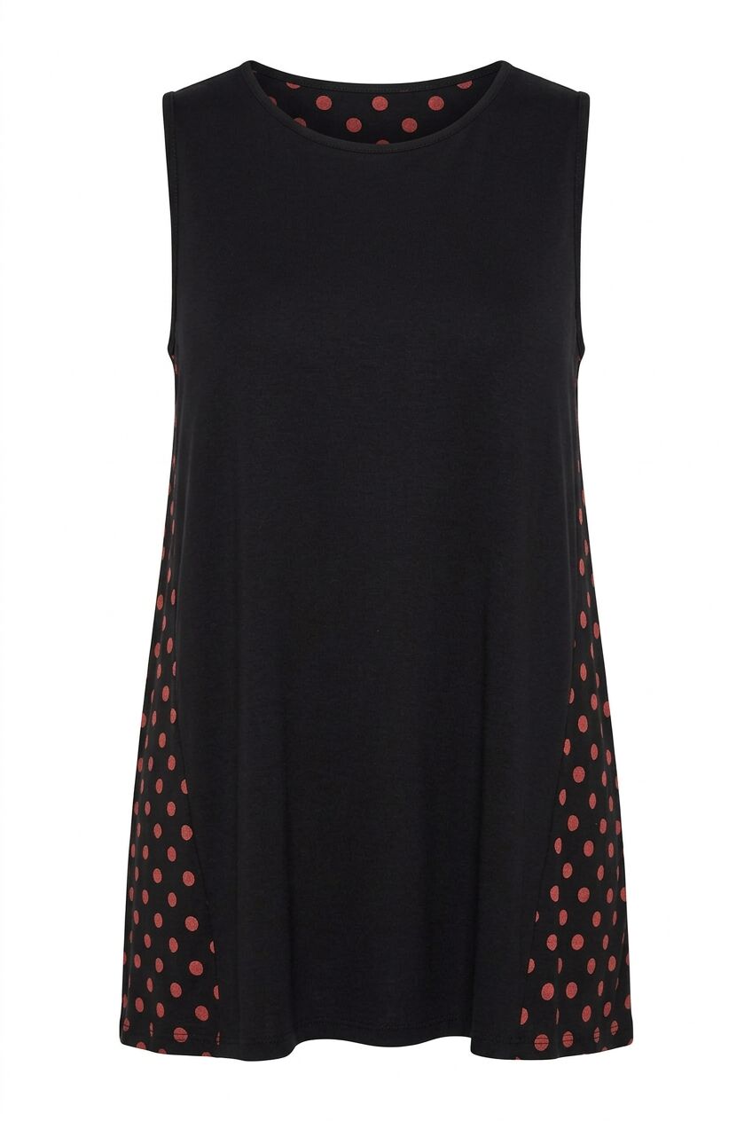 Plus Size Polka Dot Back Asymmetrical Cut Sleeveless Blouse