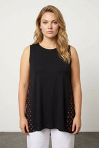Plus Size Polka Dot Back Asymmetrical Cut Sleeveless Blouse