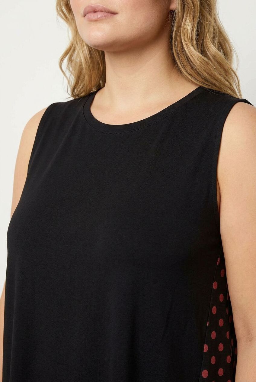 Plus Size Polka Dot Back Asymmetrical Cut Sleeveless Blouse