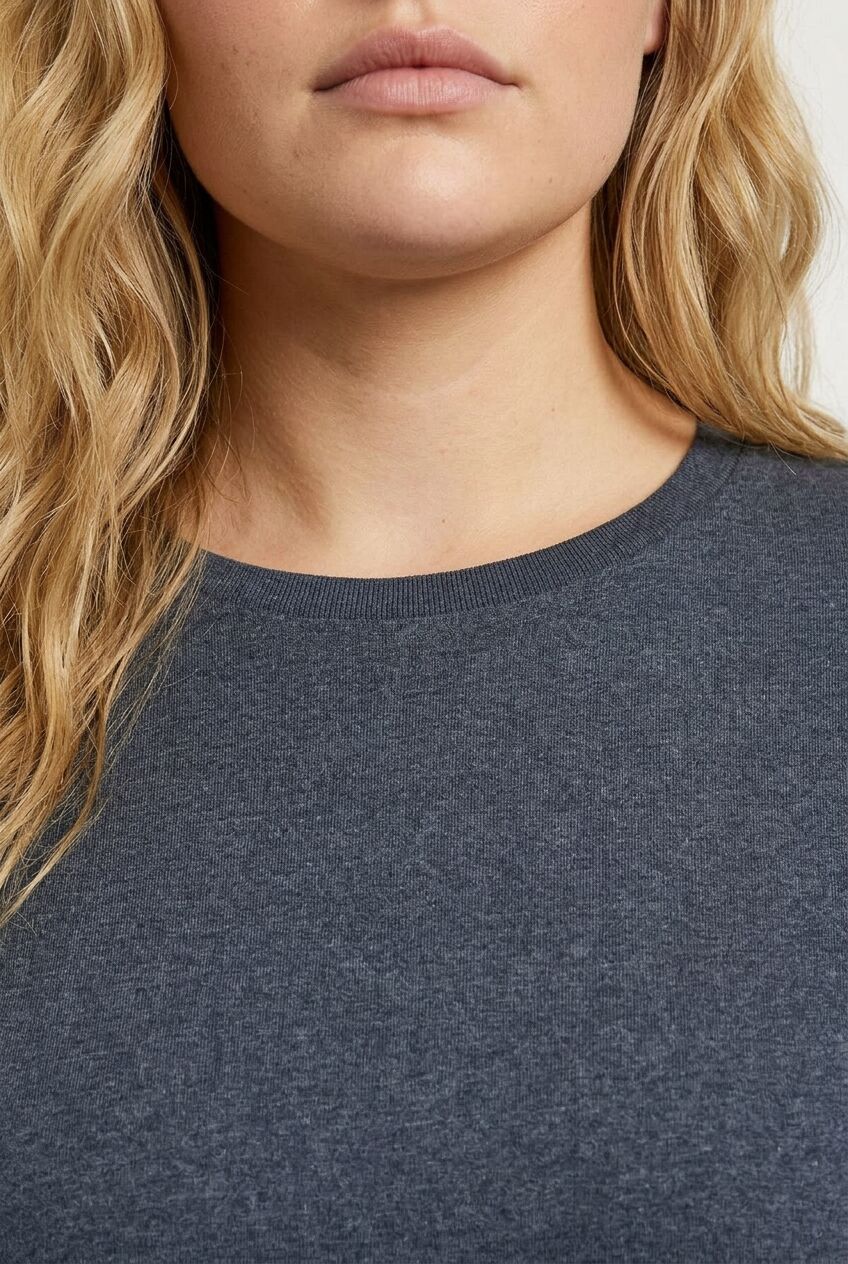 Plus Size Crew Neck Double Layered Striped T-shirt