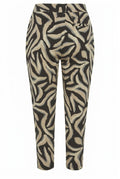 Plus Size Patterned Carrot Fit Stretchy Pants with Pockets and Tapered Leg