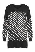 Plus Size Patterned Stretchy Fabric Long Sleeve Tunic Blouse