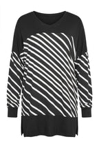 Plus Size Patterned Stretchy Fabric Long Sleeve Tunic Blouse