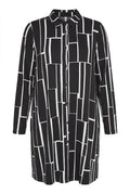 Plus Size Geometric Patterned Longline Long Sleeve Shirt
