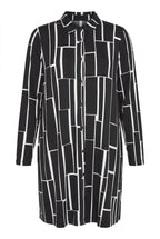 Plus Size Geometric Patterned Longline Long Sleeve Shirt