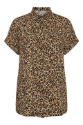 Plus Size Short Sleeve Patterned Buttoned Shirt