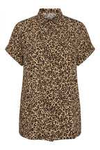 Plus Size Short Sleeve Patterned Buttoned Shirt