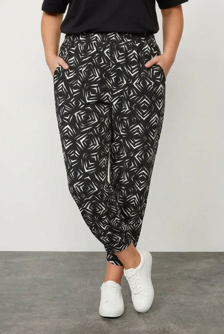 Plus Size Elasticated Hem Stretchy Lycra Fabric Pants