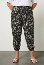 Plus Size Jogger Pants with Elasticated Hem and Waist Detail and Pockets