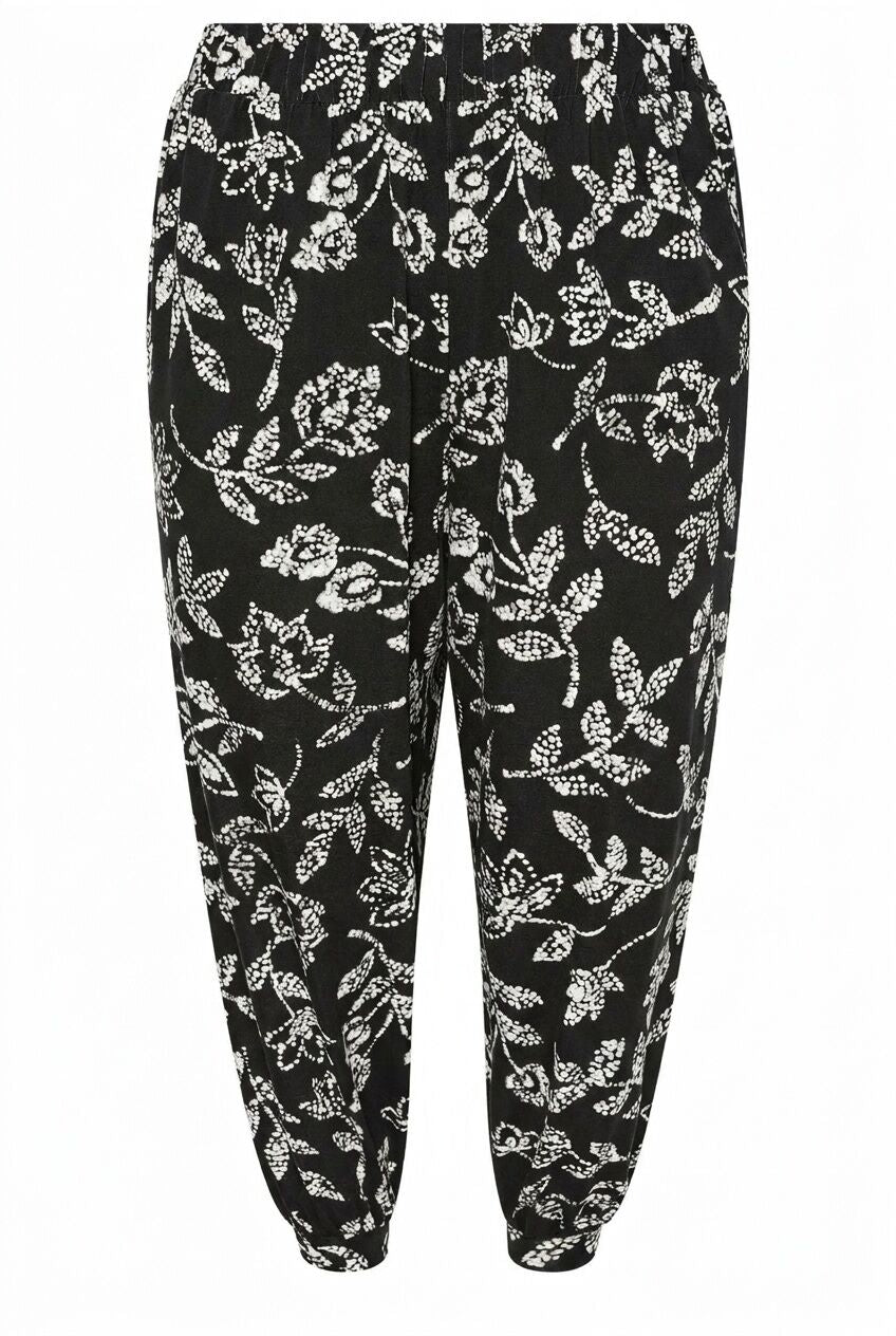 Plus Size Jogger Pants with Elasticated Hem and Waist Detail and Pockets