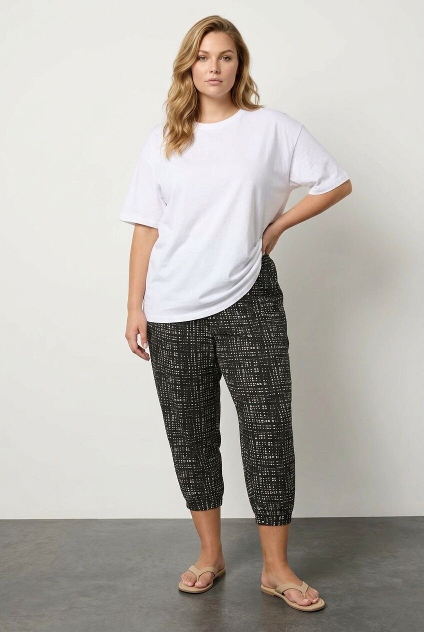 Plus Size Pocketed Jogger Pants with Elasticated Hem and Waist Detail